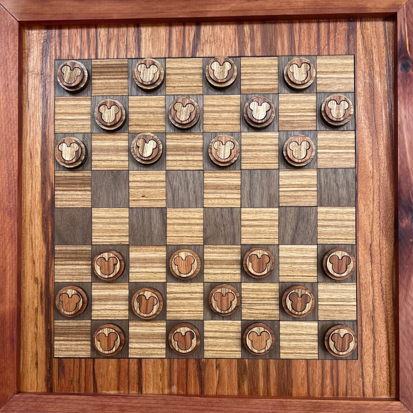 Checker Luxury Handcrafted Exotic Wood Checkerboard – Walnut, Cherry, ZebrawoodBoard