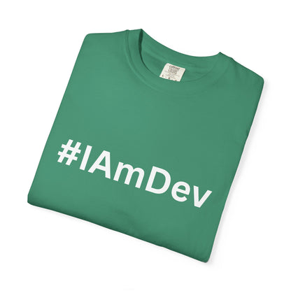 Unisex Garment-Dyed T-shirt, #IAmDev T-shirt, Developer Gift Tee, Proud Dev Shirt, Designer T-shirt, Programmer Apparel