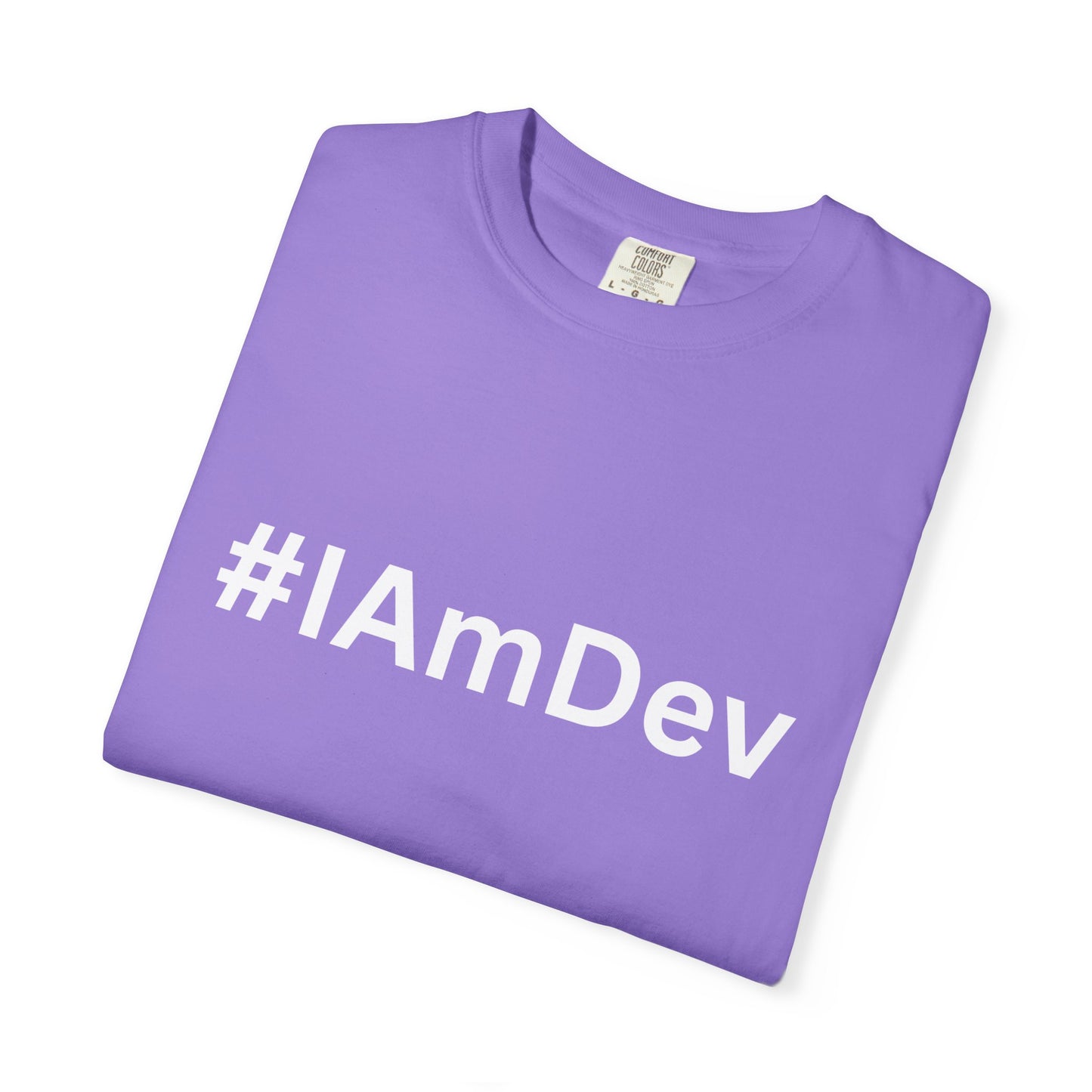 Unisex Garment-Dyed T-shirt, #IAmDev T-shirt, Developer Gift Tee, Proud Dev Shirt, Designer T-shirt, Programmer Apparel