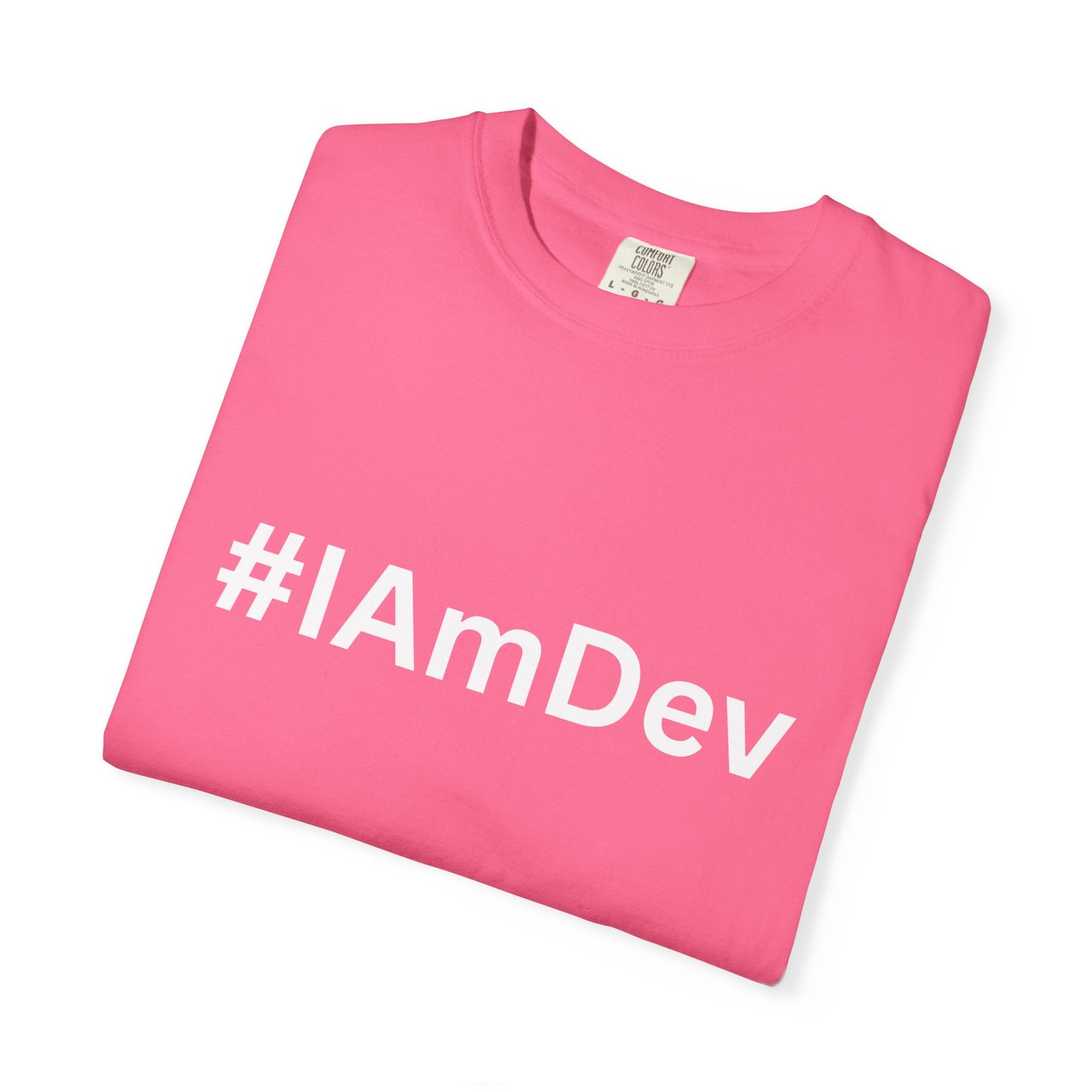 Unisex Garment-Dyed T-shirt, #IAmDev T-shirt, Developer Gift Tee, Proud Dev Shirt, Designer T-shirt, Programmer Apparel