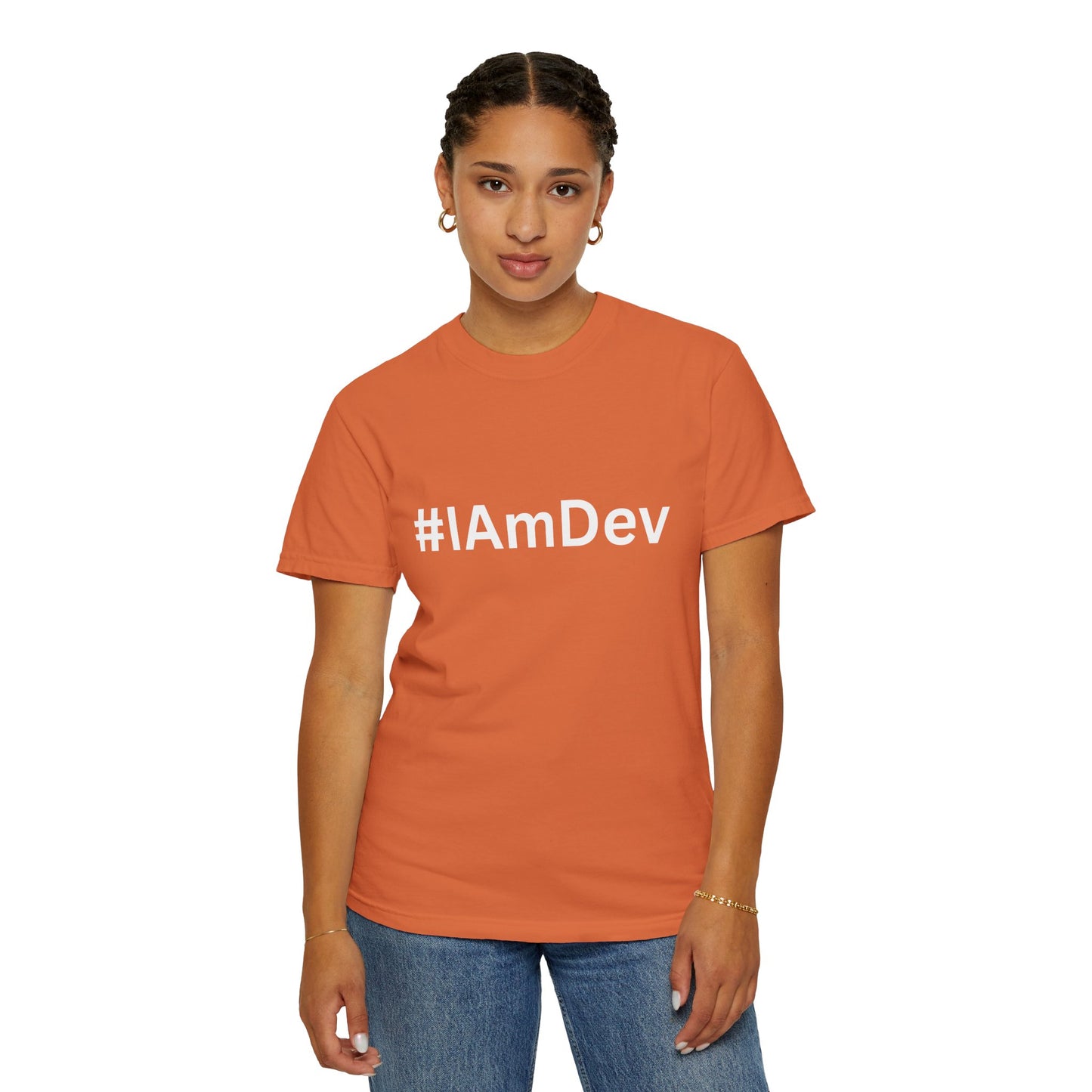 Unisex Garment-Dyed T-shirt, #IAmDev T-shirt, Developer Gift Tee, Proud Dev Shirt, Designer T-shirt, Programmer Apparel
