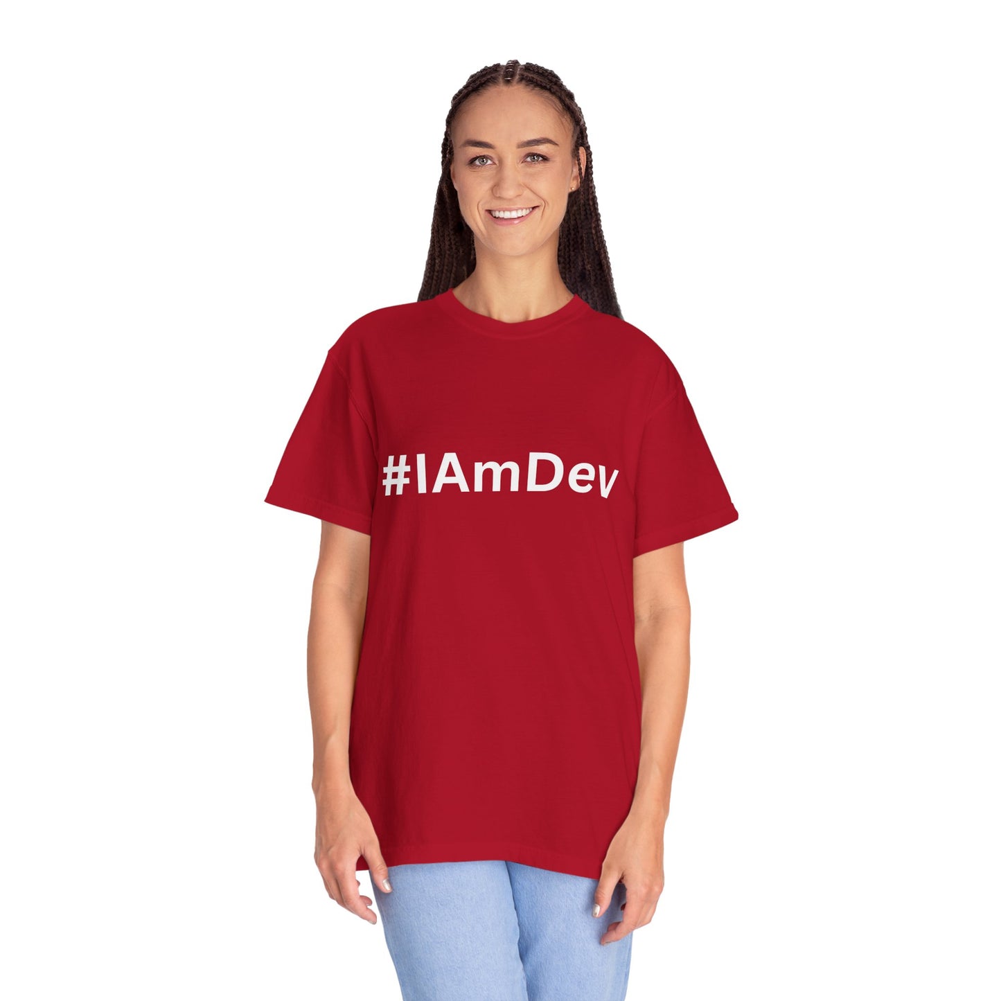 Unisex Garment-Dyed T-shirt, #IAmDev T-shirt, Developer Gift Tee, Proud Dev Shirt, Designer T-shirt, Programmer Apparel