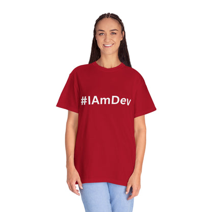 Unisex Garment-Dyed T-shirt, #IAmDev T-shirt, Developer Gift Tee, Proud Dev Shirt, Designer T-shirt, Programmer Apparel