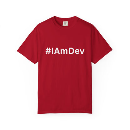 Unisex Garment-Dyed T-shirt, #IAmDev T-shirt, Developer Gift Tee, Proud Dev Shirt, Designer T-shirt, Programmer Apparel