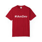 Unisex Garment-Dyed T-shirt, #IAmDev T-shirt, Developer Gift Tee, Proud Dev Shirt, Designer T-shirt, Programmer Apparel