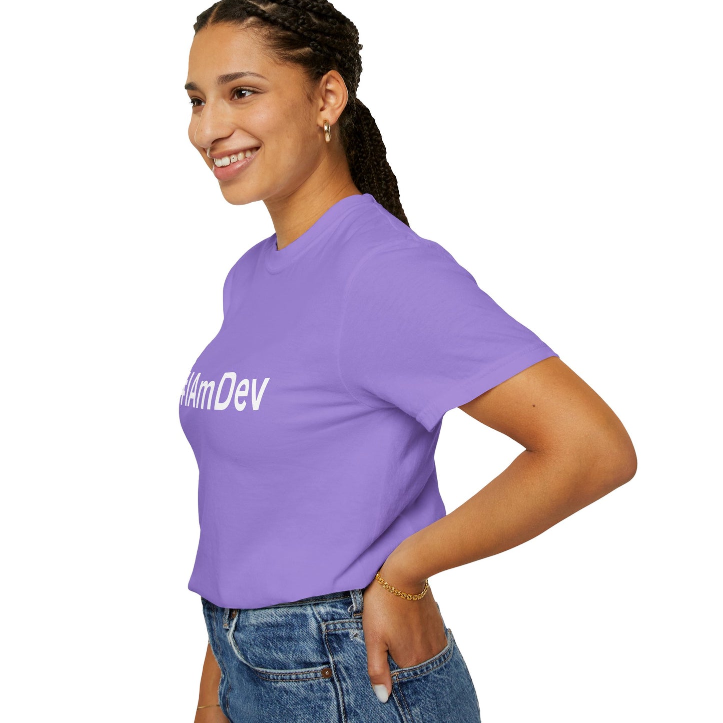 Unisex Garment-Dyed T-shirt, #IAmDev T-shirt, Developer Gift Tee, Proud Dev Shirt, Designer T-shirt, Programmer Apparel
