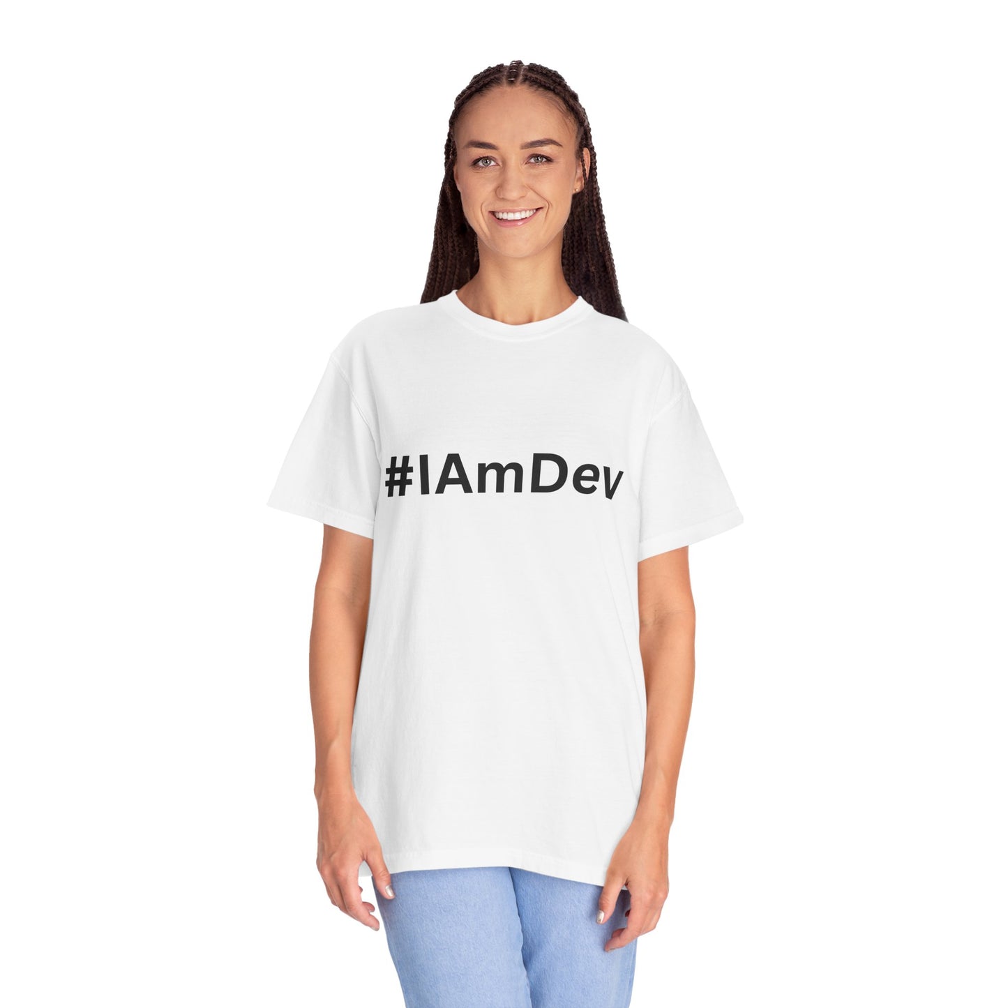 Unisex Garment-Dyed T-shirt, #IAmDev T-shirt, Developer Gift Tee, Proud Dev Shirt, Designer T-shirt, Programmer Apparel