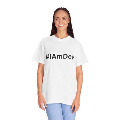 Unisex Garment-Dyed T-shirt, #IAmDev T-shirt, Developer Gift Tee, Proud Dev Shirt, Designer T-shirt, Programmer Apparel