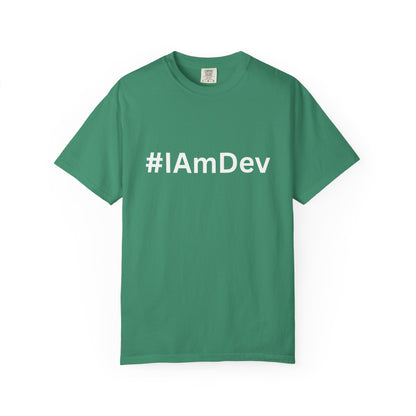 Unisex Garment-Dyed T-shirt, #IAmDev T-shirt, Developer Gift Tee, Proud Dev Shirt, Designer T-shirt, Programmer Apparel
