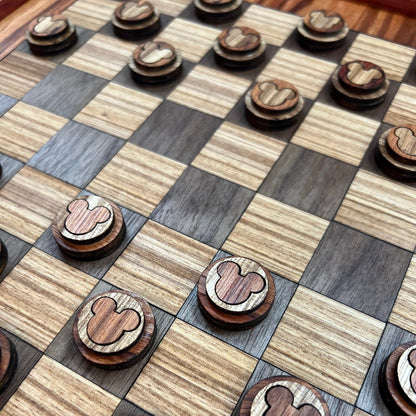 Checker Luxury Handcrafted Exotic Wood Checkerboard – Walnut, Cherry, ZebrawoodBoard
