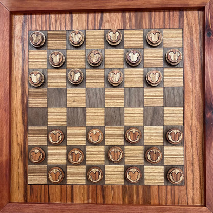 Checker Luxury Handcrafted Exotic Wood Checkerboard – Walnut, Cherry, ZebrawoodBoard