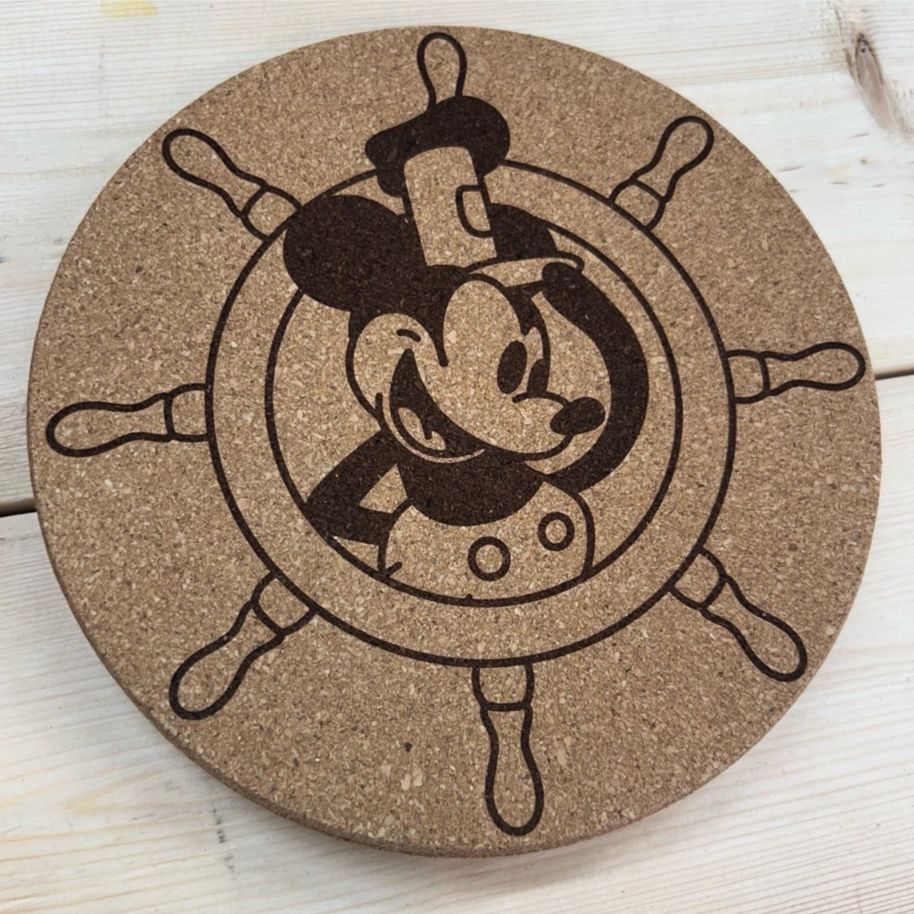 Laser Engraved 8” Cork Trivet & Pin Display – Disney Park Inspired Pin Trading Board