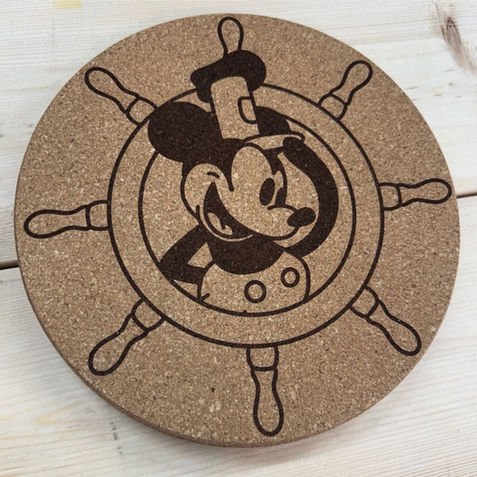 Laser Engraved 8” Cork Trivet & Pin Display – Disney Park Inspired Pin Trading Board