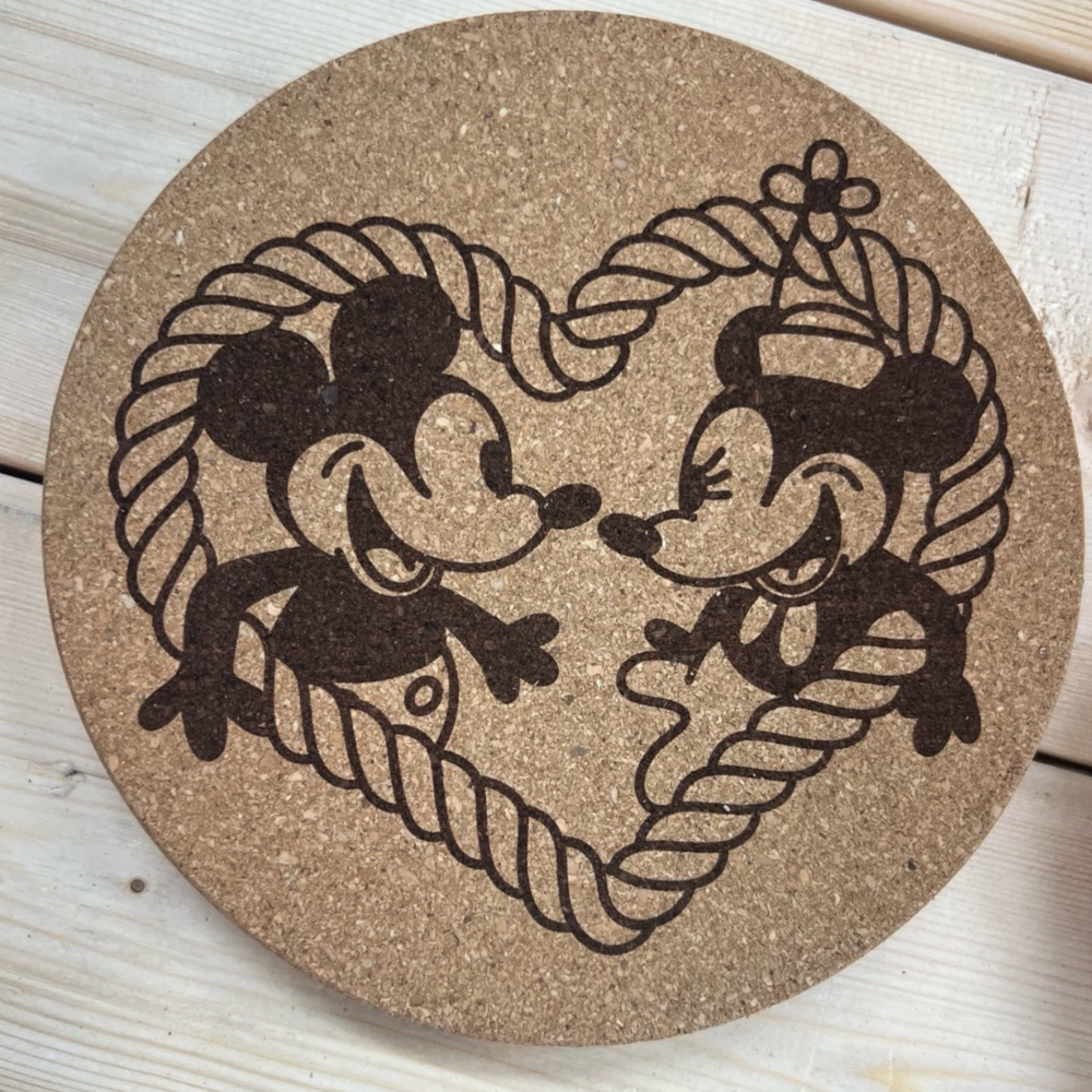 Laser Engraved 8” Cork Trivet & Pin Display – Disney Park Inspired Pin Trading Board